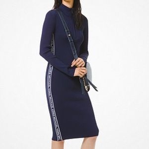 Michael Kors MK Logo Tape Ribbed Knit Dress